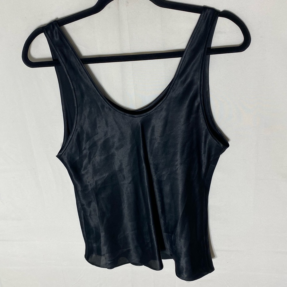 Vintage Linda Black Satiny Tank Top Camisole M